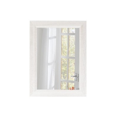 Small Rustic White Bathroom Mirror, 11.8x15.8inch Wooden Frame Rectangle Wall...