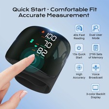 Digital Blood Pressure Monitor Upper Arm Heart Rate Machine BP Wrist Cuff Black