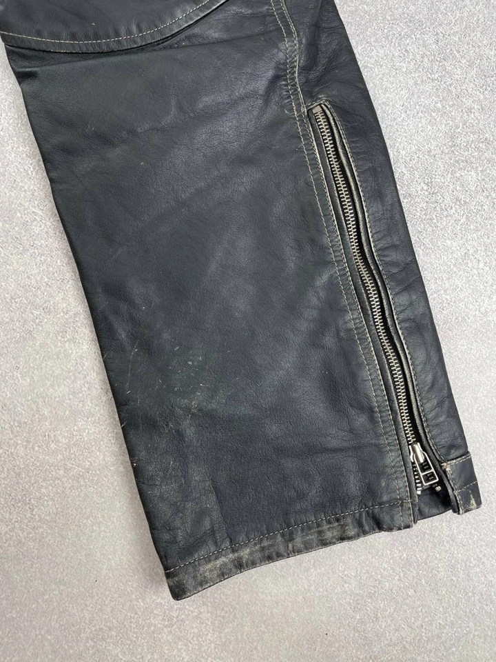 Pantalones de motociclista de cuero envejecido vintage talla 32 deberes pagados (EE. UU.) Foto 4 de 4