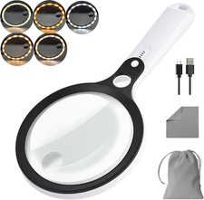Magnifying Glass with 48 LED Light, 10X 20X 45X Handheld Illuminated Lighted Mag