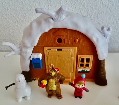 Mascha und der Bär Sammelfiguren Winterhaus mit Zubehör   Top Zustand!