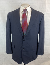 Brooks Brothers Mens Navy Blue Plaid 100 Wool Blazer 45R 895 Two Button Regent