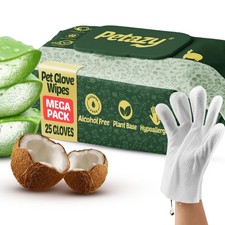 Pet Glove Wipes for Dogs Cats Hypoallergenic Thick Cleaning Gloves with A...