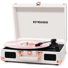 Vinyl Record Player with Built-in Speakers 3-Speed Vintage Record Player Blue...