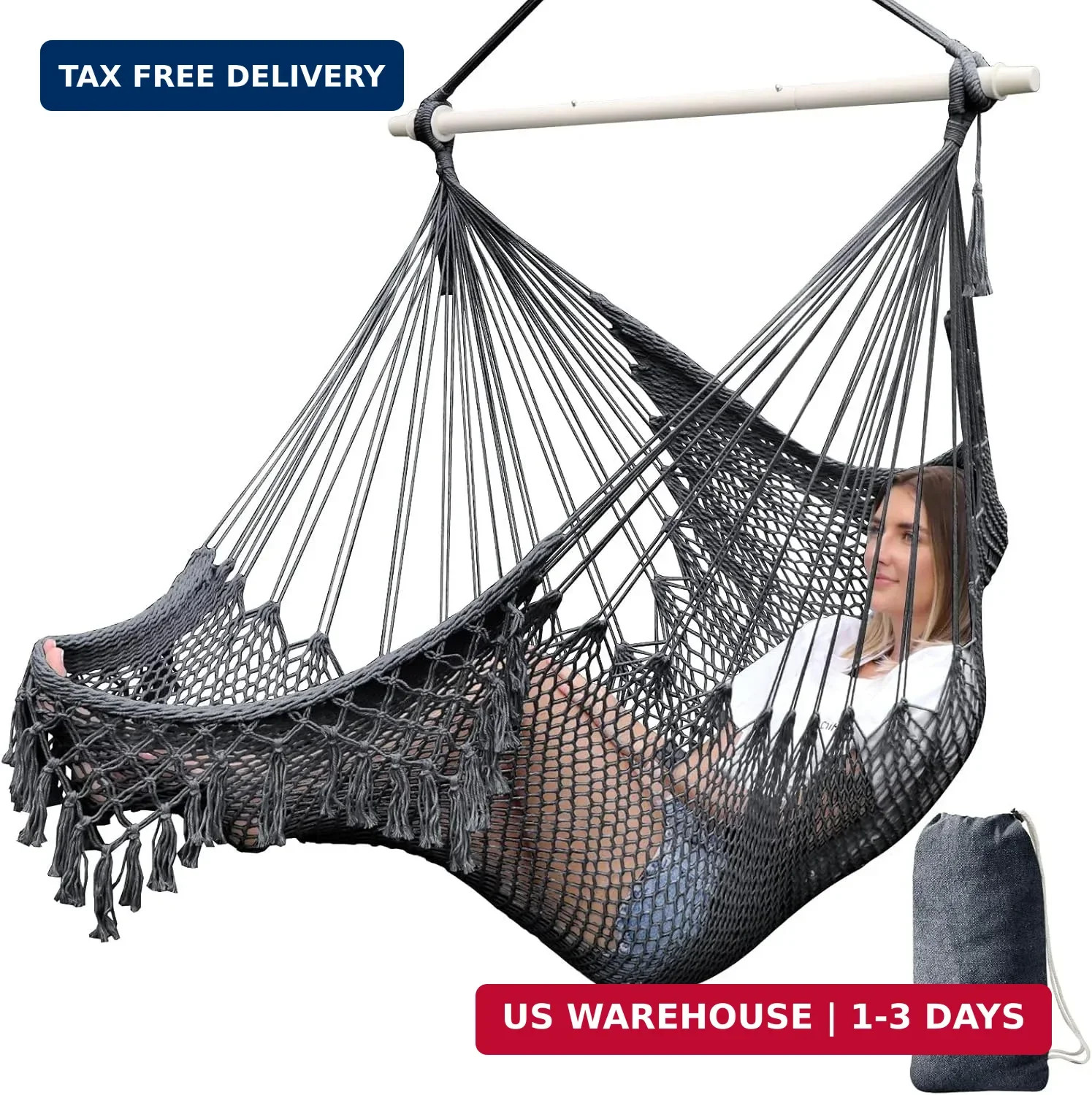Handmade Hanging Chair Cotton Rope Woven Hanging Seat Soft-