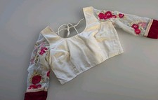 Hand Embroidered Maggam Work Saree Silk Blouse  See Pics For Measurements EUC
