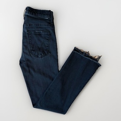 Mother Insider Crop Step Fray Jeans Women's 24 Black Boho Party New York