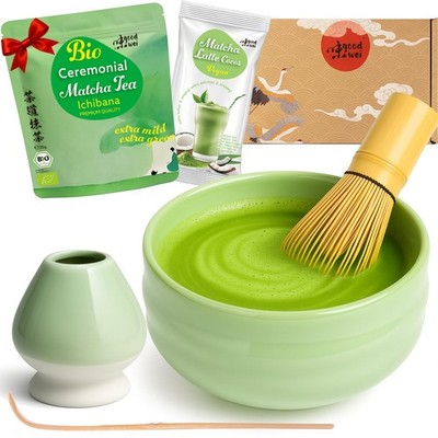 Matcha Set mit BIO Matcha Tee Pulver | Teeschale, Matchabesen & Halter | Minto