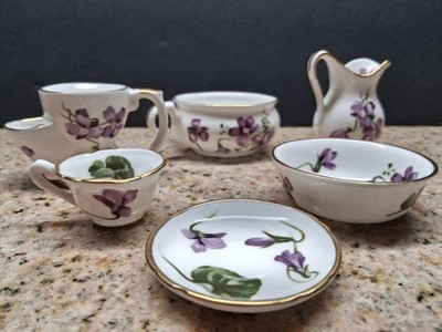 Hammersley Bone China 'Victorian Violets' 6 Piece Miniature Tea Set