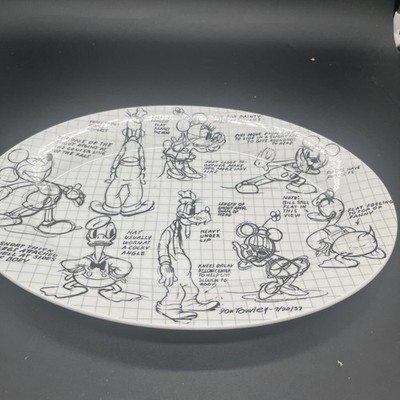 Disney Sketchbook 14'' Oval Serving Platter Mickey Mouse Friends Ceramic Zrike