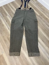 Vintage Swedish Military Wool Cargo Pants 38/31 No Cuff Straps Two-Tone