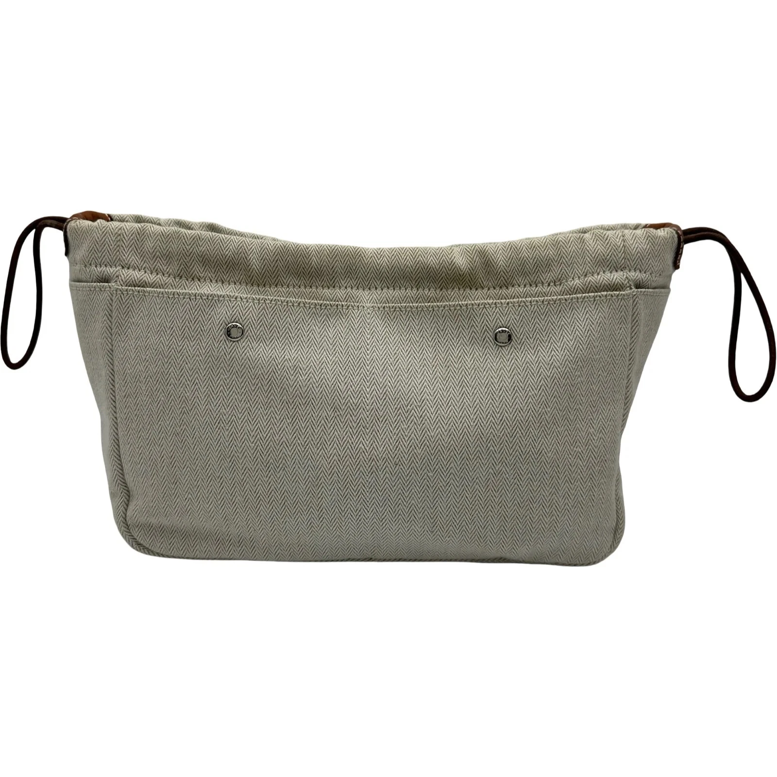 Hermes — HERMES Foulbe 25 Beige Toile Canvas Bag #OKB4479