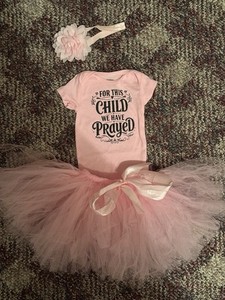 Gerber  3 Piece Outfit with Tutu “For This Child We Have Prayed” Size 0-3 Months