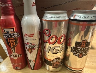 Giants World Series Cans Bottles 2010 2012 2014 Set Of 4 ALL EMPTY