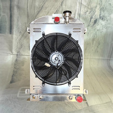 4 Row Core Aluminum Radiator with 16" Fan w/Shroud  Thermostat Relay Kit...
