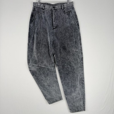 VTG Cherokee Corduroy Pants SZ-16 Black Wash Faded Tapered Leg (U.S.A 80s) 30x30