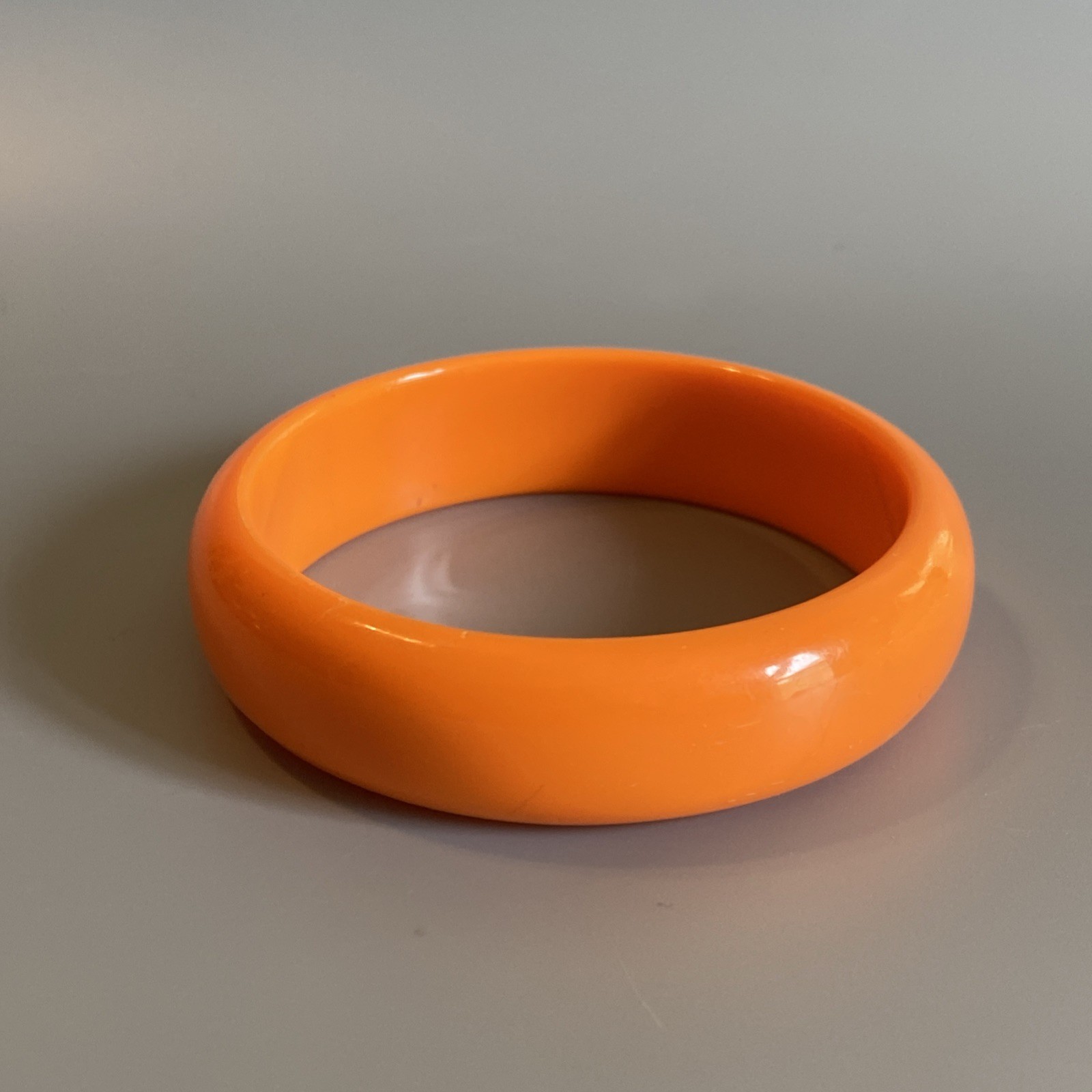 Vintage Solid Orange Bright Plastic Bangle Bracel… - image 2