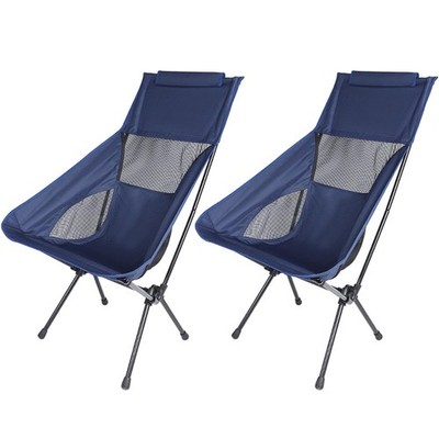 Sit anywhere, literally! 2 ultralight, folding navy chairs for your tush.