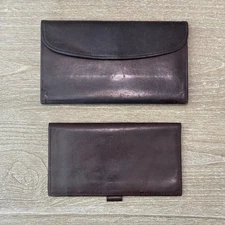 VTG Coach Envelope Wallet & Checkbook Cover in Brown Leather Tri-Fold 7.5"x4.25"