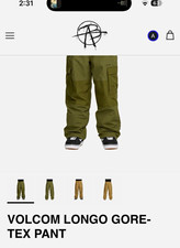 NEW Volcom Longo GORE-TEX Waterproof Snow Pants Dark Olive Men s S