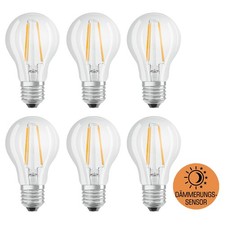 6 x Osram LED Filament A60 6,5W =60W E27 klar neutralweiß 4000K Tageslichtsensor