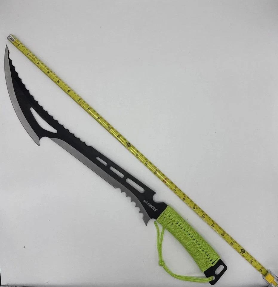 Z-Hunter 23,75” hoja de plata machete, mango envuelto en cordón verde con funda ZB-020 Foto 2 de 4