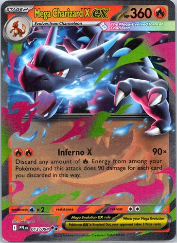 Mega Charizard X ex - 013/094 Double Rare ME02: Phantasmal Flames 2025 LP