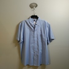 Harriton Short Sleeve Men Work Shirt Button Down Size XL Blue NWT