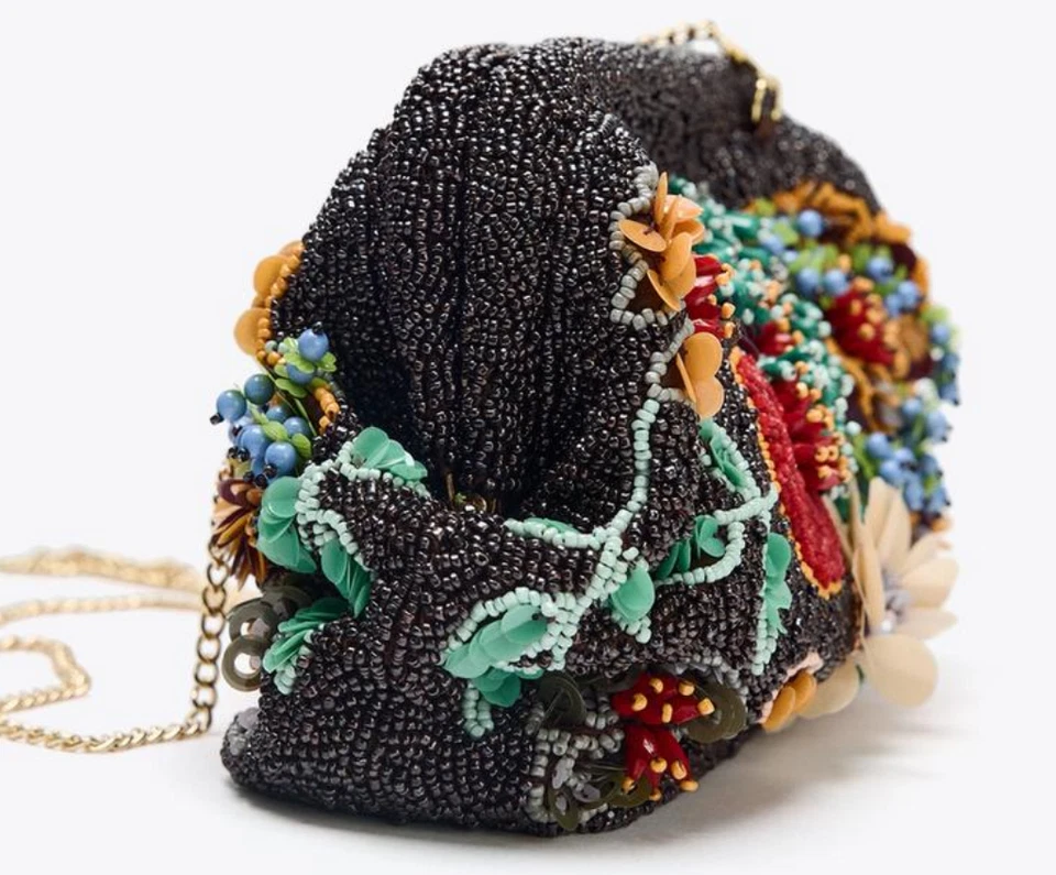 👜 Bolso Clutch Zara 2025 Lujo Detalle Cuentas Floral Multicolor - Nuevo con Etiquetas Original Foto 3 de 4