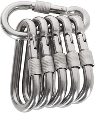 6PCS--2.38" Small Carabiner Clip Spring Snap Hook Clip Steel Locking Carabiner