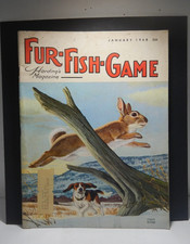 Vintage Fur Fish Game Hardings Magazine Jan   1968  Beagle Chasing Rabbit Cover