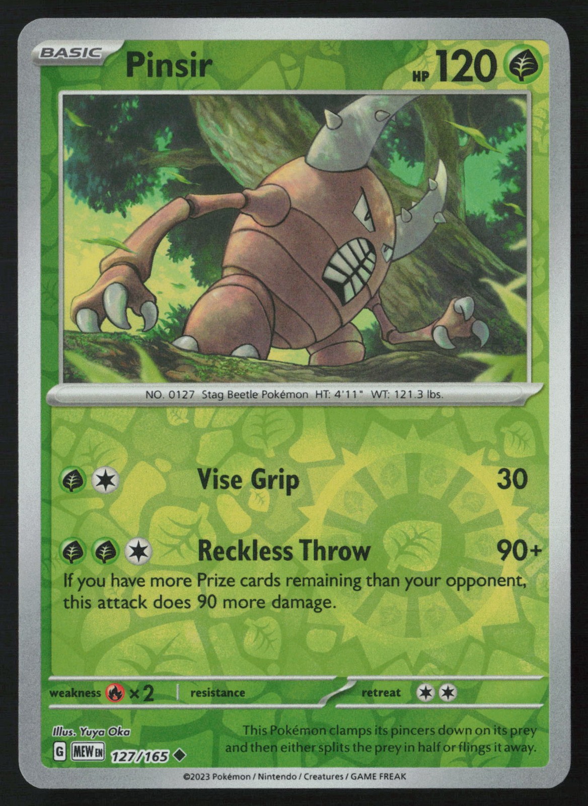 Pokemon Pinsir 127/165 SV: Scarlet & Violet 151 Reverse Holo Pack Fresh - NM