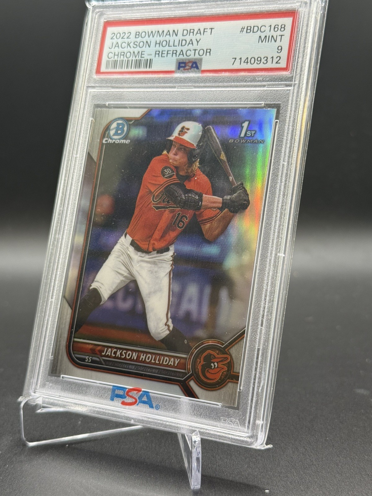 2022 Bowman Draft Chrome 1st Refractor Jackson Holliday #BDC168 PSA 9 Orioles