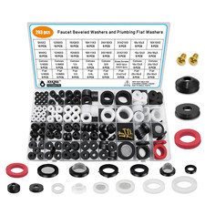 203 Pcs Plumbing and Faucet Washers Assortment Kit for Assorted Spigot Water Hos