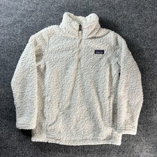 Patagonia Jacket Kids 7-8 White Fleece 1/4 Zip Sherpa Pullover Cozy Warm