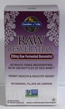 Garden of Life RAW Fermented RESVERATROL 350 mg 60 Vegan Capsules Exp. 11/2027
