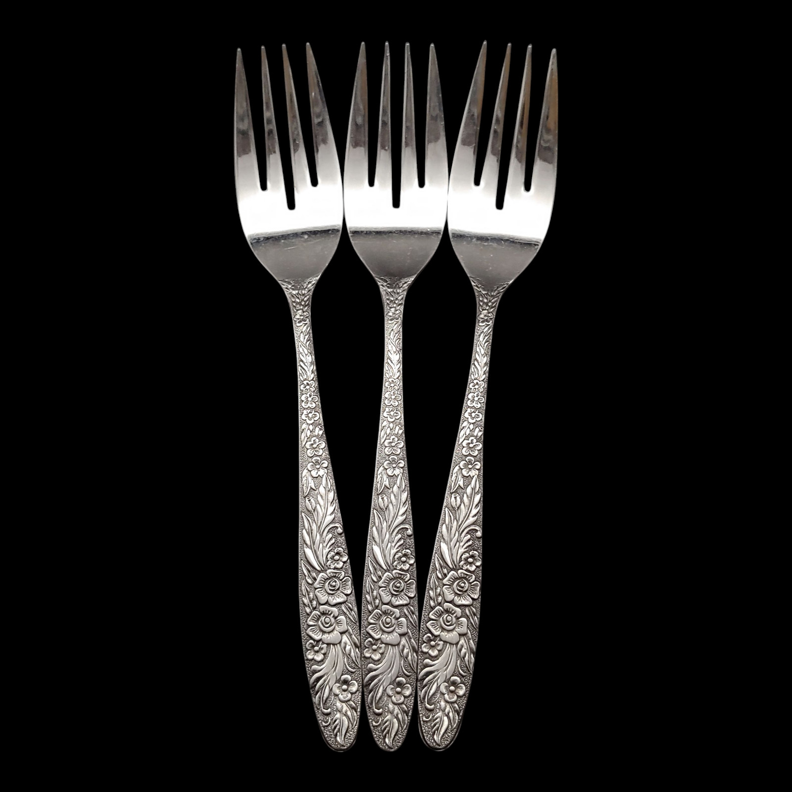 3 National Stainless Danielle Salad Forks - 6 3/8" Stainless Steel Japan