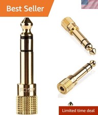 6.35mm Male to 3.5mm Female Stereo Jack Adapter - 24K Gold Finish