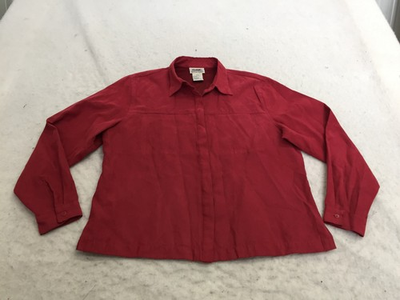 #ad Northern Reflections Button Shirt Womens L Large Red Long Sleeve Smooth Pockets $3.90