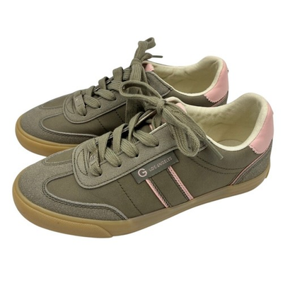 #ad GBG Los Angeles GGOVRJOY R Size 6.5M Women Olive Suede Low Top Lace Up Sneakers $24.74