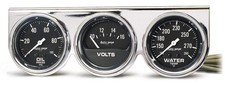 Auto Meter 2399 Autogage Black Oilwatervolt Gauge With Chrome Console2.625...