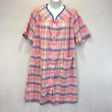 Vintage Ashley Taylor Snap Up Nightgown Robe Small Pink Quilted Cottagecore