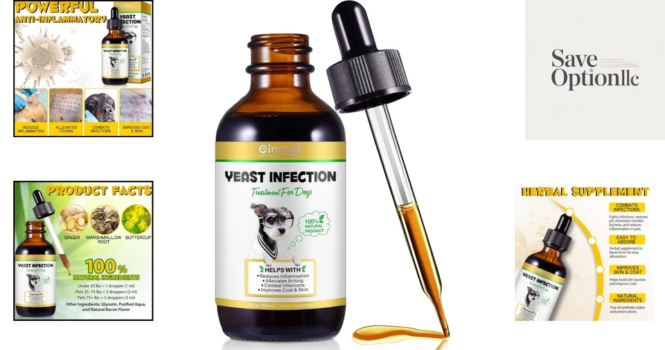 Bacon Flavor Natural Yeast Infection Drops for Dogs - Safe & Effective Care - Image 2 of 4
