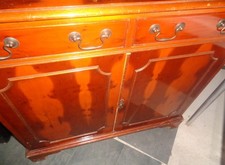 Vintage Antique Reproduction Yew Sideboard-2 Doors,2 Drawers,1 Adjustable Shelf