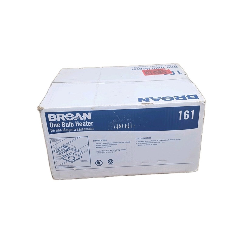 Broan 161 One Bulb Heater - Model 161 Type One Bulb Heater MPN 161