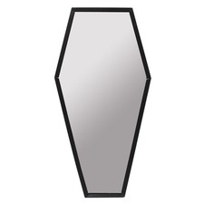 Coffin Shaped Wall Mirror Gothic Home Decor Iron Frame Black 50cm