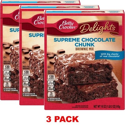 Betty Crocker Delights Supreme Chocolate Chunk Brownie Mix 18 oz Box   3 PACK