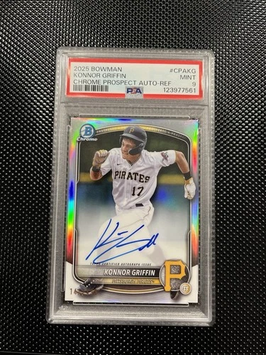 Konnor Griffin 2025 Bowman Chrome Refractor Auto /499 Prospect Rookie PSA 9