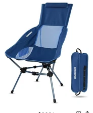 New MARCHWAY Lightweight Folding High Back Camping Chair with Head Support /Blue