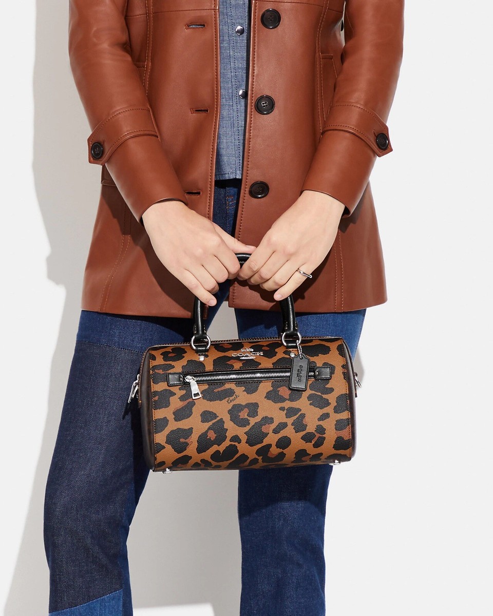 NWT Coach Rowan Satchel in Signature Canvas with Leopard